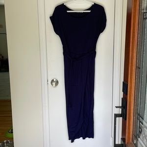 Navy short sleeve wrap dress